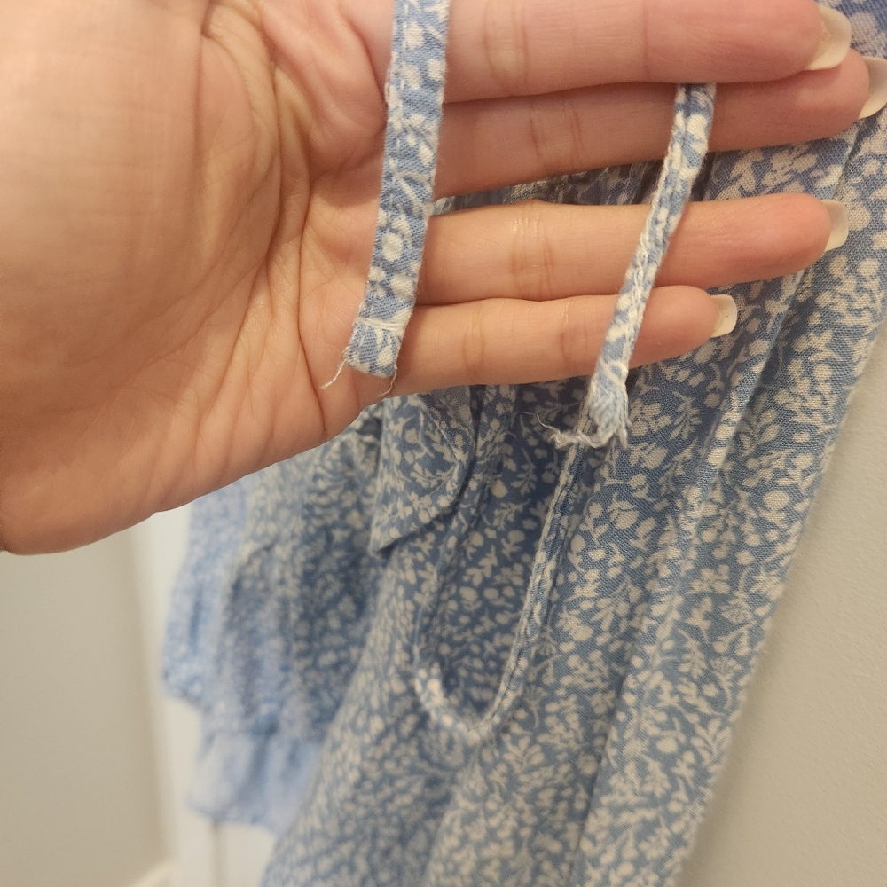 Sz S MNG by Mango Floral Wrap Dress in Light Blue - Picture 5 of 6